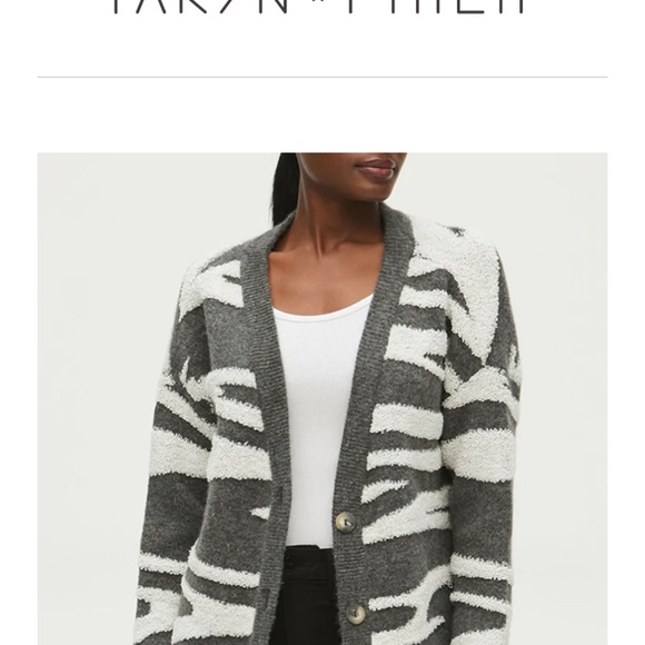 NWT Michael Stars Nell Cardigan in Charcoal Combo, 2X, Soft, Cozy Texture - Picture 6 of 10